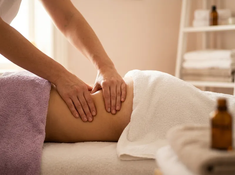 Massagem modeladora na cintura e anca (ilustração de demonstração)